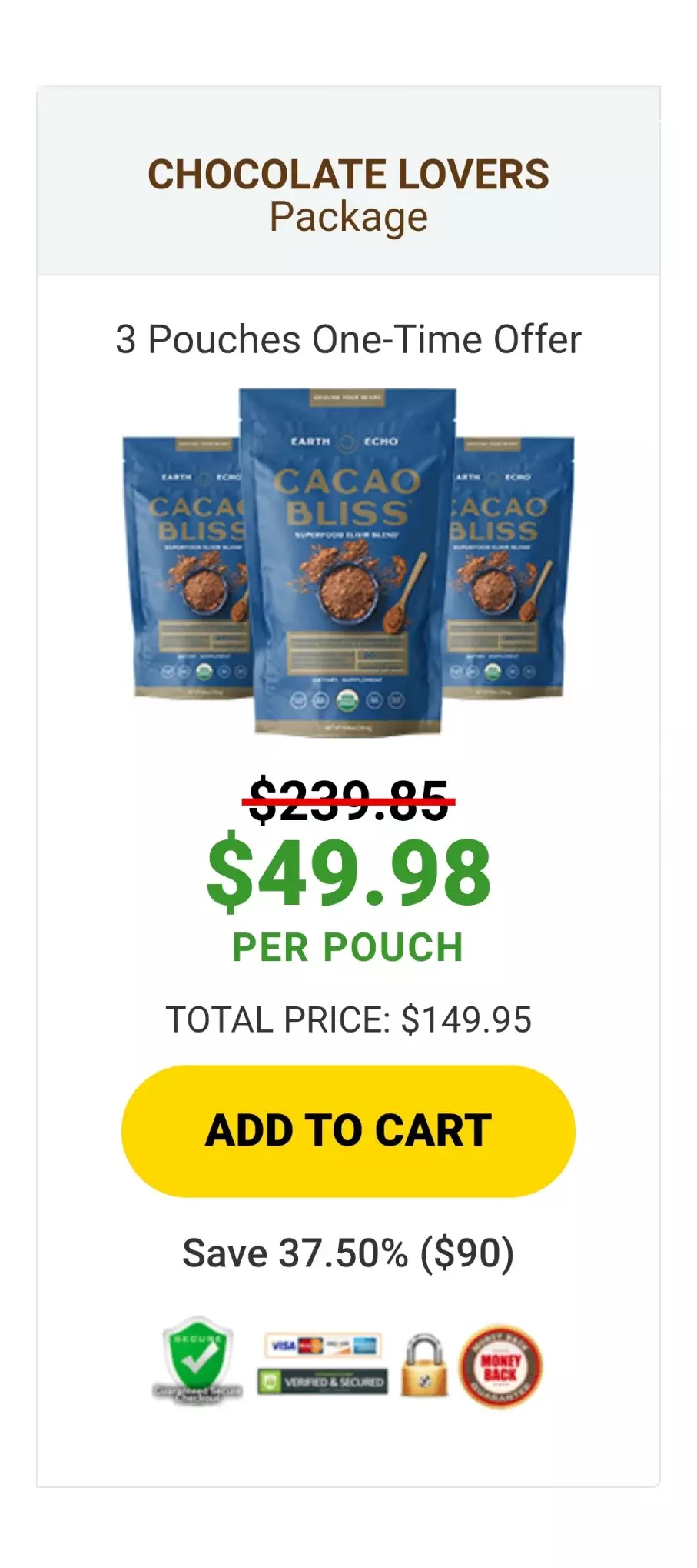 Cacao Bliss™ 3 pouches pricing